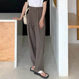 Spring Summer Straight Wide Leg Pants Elegant Office Lady Casual Trousers Length