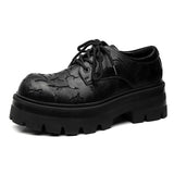 2025 New Men's Leather British Platform Casual Derby Shoes Full Wear Crack Low Top