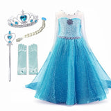 Girls Party Princess Dress Baby Girls Summer Elegant Long Sleeve Blue Dresses Birthday Party Fantasy Ball