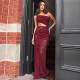 Sheer Draped One Shoulder Cut Out Maxi Dress- Outfit