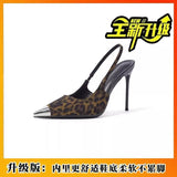Iron Leopard Print Fine Heel High Heels Women 2025 Autumn And Winter 2025 New Small Design Light-Slip Single