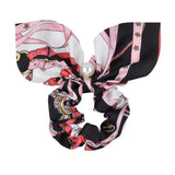 Chiffon Bowknot Silk Hair Scrunchies Women Pearl Ponytail Holder Hair Ties Hair Rope Rubber Bands Headwear Hair