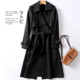 Zingj Female In The Long 2024 Spring And Autumn New Korean Version Of Large Size Popular British Wind Coat Over The Knee Black Coat
