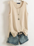 and Linen Camisole Women's 2023 Summer New I-shaped Sleeveless Knitted Bottoming Shirt Short Outer Wear Loose Top