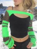 Striped Long Sleeve Bolero Knit Top- Outfit