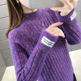 Winter Half High Collar Imitation Mink Velvet Sweater Female Loose Casual All-match Knitting Jumper Top Women
