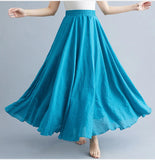 Women's Literature And Art Large Cotton Tamples Skirt Tight Waist A-Shaped Skirt Long Solid National Style Skirt 24