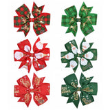 PC Christmas Hair Bow Clips Hair Swallowtail Bows Baby Girl Kids Hair Clips Boutique Bow Clips for Women Hair