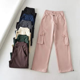 Zingj Trendy Women's Wear Fashion Multi-Pocket Design Overalls Show Thin Rope Loose Straight Tube Sports Leisure