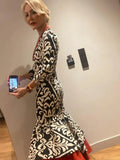 Round Neck Long Sleeve Print Maxi Dress Women Chic Bohemian Slim Fit Long Robes 2024 Fashion Lady Party Evening