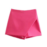 2022 Green Skirt Shorts Women Pink High Waist Bermuda Shorts Woman Streetwear Asymmetric Skort Summer Casual Shorts