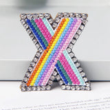 Jewelry 26 English DIY Name Letters Alphabet Rainbow Embroidery with Pin Ouch Beeding Womens Brooches Patches