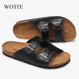 & Women Cork Sandals Fashion 2021 Casual Summer Slides Beach Gladiator Buckle Two Straps Shoe Flat Slippers
