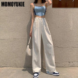 Loose Jeans For Women High Waist Stretch Wide Leg Femme Trousers Casual Comfort Denim Mom Pants Washed Jean