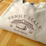 Venice Italy Embroidered Sweatshirt Crewneck Jumper- Outfit