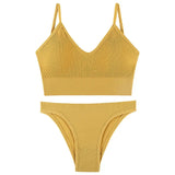 Women Seamless Bra Set Sexy Low Waist Panties Wire Free Bra Bralette Padded Lingerie Brassiere Soft Female Underwear