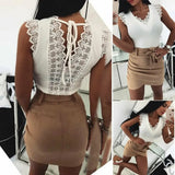 Back V Sexy Lace-Up Women Summer Tank Tops Lace Vest Fashion Camisole Sleeveless Casual