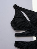 Zingj Conjoined Bikini Solid-Colored Hollowed-In Banded Banded Swimsuit