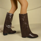 Pointed Thick And Folded Fashion Boots Femininity Maillard Comfortable Sleeves Thin Women's
