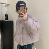 Han Version Of The East Gate Sweet Short Down Jacket Female East New Standing Collar Small White Duck Down Coat Bread Clothing-Outfit