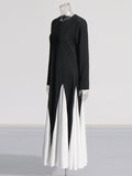 Fashion Dress Women 2025 Spring New Impact Color Splicing Design Dress Round Neck Long Sleeve High-End Long