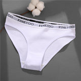 New Women's Cotton Briefs FINETOO Low Waist Underwear Sexy Female Underpants Intimates Ladies Lingerie 8 Solid