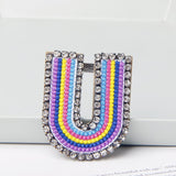 Jewelry 26 English DIY Name Letters Alphabet Rainbow Embroidery with Pin Ouch Beeding Womens Brooches Patches