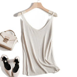 Shiny Lurex Sexy Top Women Halter V Neck Basic White Cami Sleeveless Knitted Tank Tops Women'S Summer Camisole