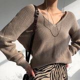 V Neck Blue Padded Knitted Pullover-Outfit