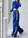 Streetwear Striped Cargo Pants Women High Waist Pockets Americam Casual Trousers Harajuku Loose Chic Patchwork
