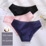 Women Lace Edge Cotton Briefs 3Pcs /Set Sexy Female Low-Rise Underpants Girl Seamless Intimate