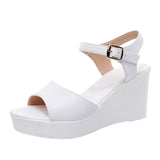 Toe-Word High Heels 8CM Slope And Women's Waterproof Table Comfortable Loose Cake 33-43 Black Hollow