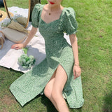 2022 Summer Women’s Dresses Floral A-Line Dress Sweet Elegant Femme V-neck Short Dress for Lady Chic Flowers Mini