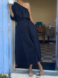 2025 Summer New Women's Fashion Inclined Shoulder Jacket Long Skirt Suit Two