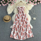 Zingj Pure And Fresh Sweet Strapless Condole Skirt Gentle Wind Waist A Word Floral Dress Seaside Vacation Beach Skirt