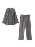 Women's 2025 New Double Flamingo Comfortable Linen And Suit Dress + Pants Set