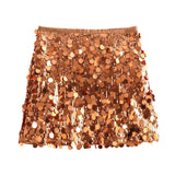 Winter New Sexy A-Line Skirt High Purse Hip Sequin Mini Skirt Female