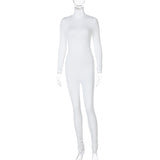 Color Women Rompers 2021 Long Sleeve Solid Turtleneck Skinny Bodycon Jumpsuit Fashion Fitness Casual One Piece
