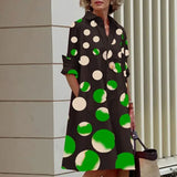 Long Sleeve Loose Party Dresses Autumn New Turn Down Collar Button-up Shirts Dress Women Office Casual Solid Midi