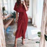 Short Sleeve Spring Dresses Fashion Summer Turn-down Collar Women Party Dress Elegant Button Office Lady Shirt