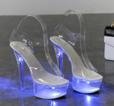 Light Up Glowing Shoes Woman Luminous Clear Sandals Women Platform Shoes Clear High Heel Transparent Stripper Wedding