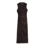 2025 New Women's Wear Temperament Pleated Silk Net Slim MIDI Dress