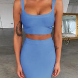 2pc Skirt Set For Women Sexy Crop Top And High Waist Skirt Outfits 2022 Summer Lady Orange Club Party Dress Set