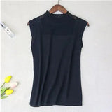Out Tank Tops Women Summer Lce Silk Sexy Knitted Vest Top Sleeveless Casual Korean Tops Elasticity Solid Slim