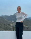 Striped See-Through Long Sleeve Top-Outfit