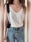 U-Collar Clavicle Loose Vest Women Wear Sleeveless T-Shirt In Summer