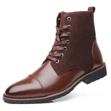Zingj Men's Casual Martin Boots Men Plus Down Leather Shoes Plus Size Men's Shoes Fashion Cotton