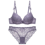 Sexy Lace 3/4 Cup Bra Sets For Women Wireless Thin Cotton Breathable Comfortable Underwear Solid color Lingerie