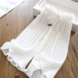 Pants Summer Elastic Chiffon Breathable Loose Wide Leg Pants Girl Clothes Casual Pleated Leggings for