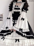 Color Japanese Dress Women Ruffled Patchwork High Waist Fairy Robe Y2k Aesthetic Ladies Sweet Dresses Vestido De